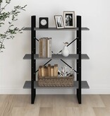 VidaXL Boekenkast met 3 schappen 80x30x105 cm massief grenenhout grijs