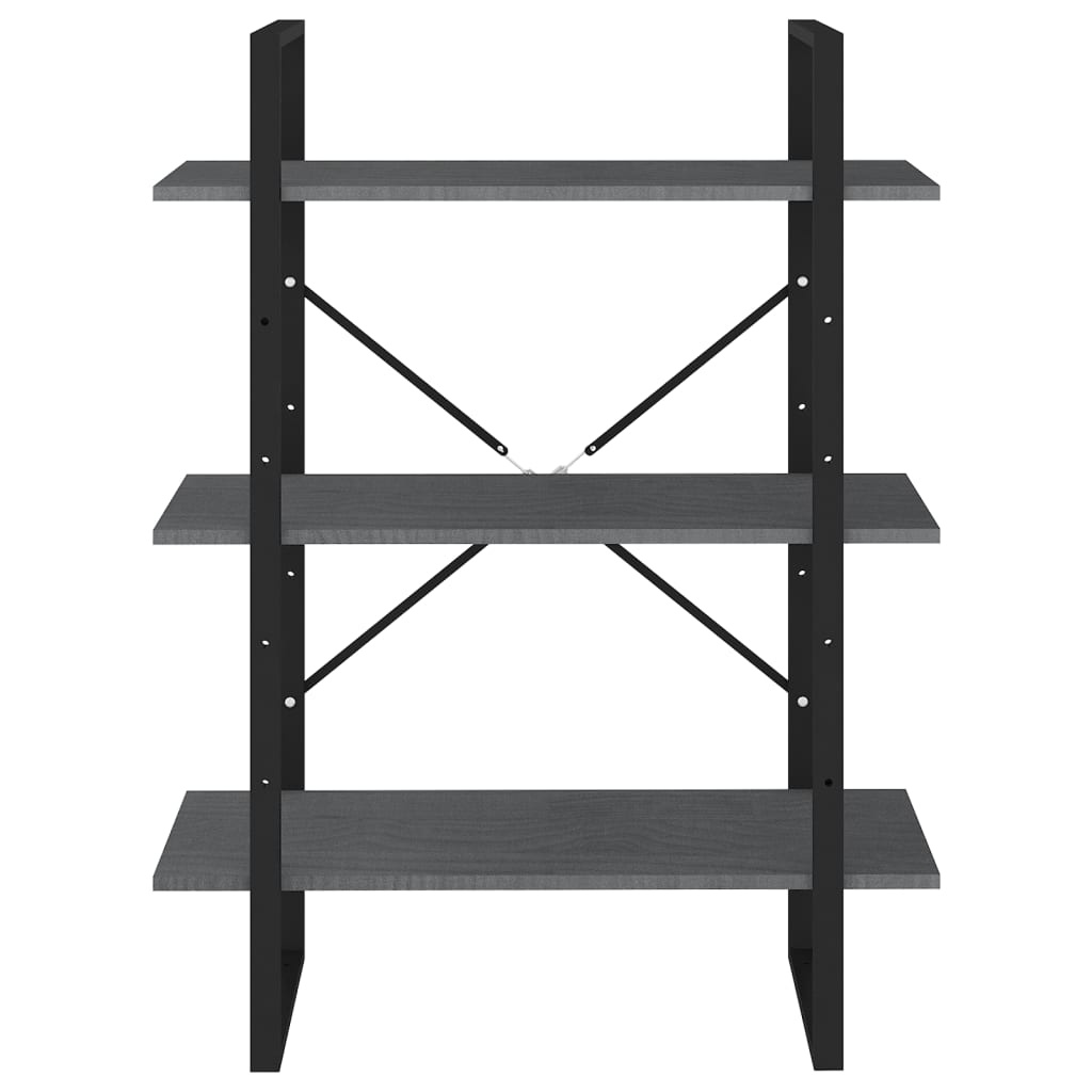 VidaXL Boekenkast met 3 schappen 80x30x105 cm massief grenenhout grijs