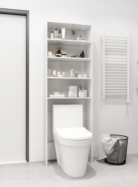 VidaXL Wasmachinekast 64x24x190 cm hoogglans wit