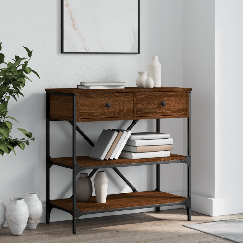 VidaXL Wandtafel 75x34,5x75 cm bewerkt hout bruineikenkleurig