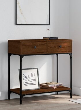 VidaXL Wandtafel 75x34,5x75 cm bewerkt hout bruineikenkleurig