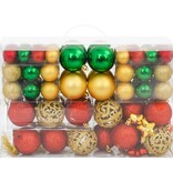 vidaXL 112-delige Kerstballenset polystyreen rood groen en goudkleurig