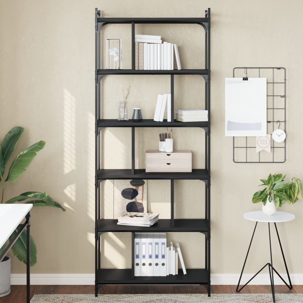VidaXL Boekenkast 6-laags 76x32x192 cm bewerkt hout zwart
