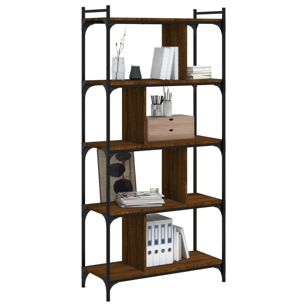 VidaXL Boekenkast 5-laags 76x32x158 cm bewerkt hout bruineikenkleurig