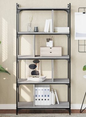 VidaXL Boekenkast 5-laags 76x32x158 cm bewerkt hout grijs sonoma