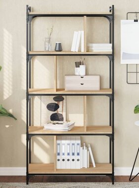 VidaXL Boekenkast 5-laags 76x32x158 cm bewerkt hout sonoma eikenkleur