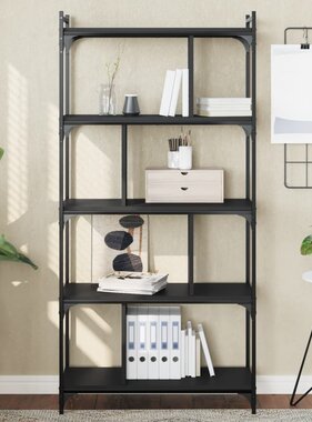 VidaXL Boekenkast 5-laags 76x32x158 cm bewerkt hout zwart