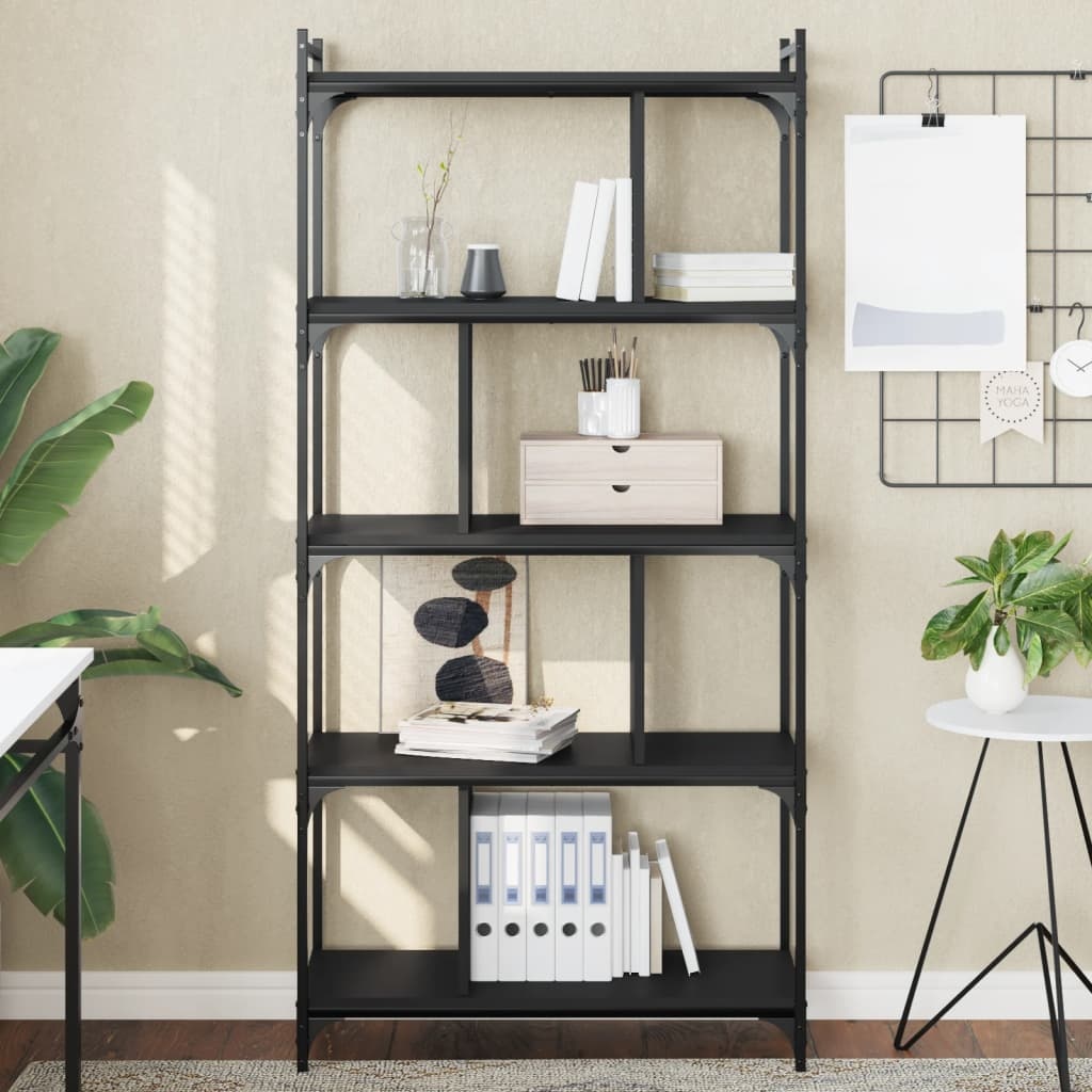 VidaXL Boekenkast 5-laags 76x32x158 cm bewerkt hout zwart