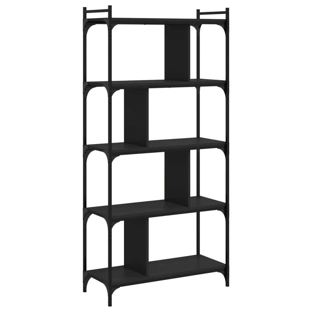 VidaXL Boekenkast 5-laags 76x32x158 cm bewerkt hout zwart