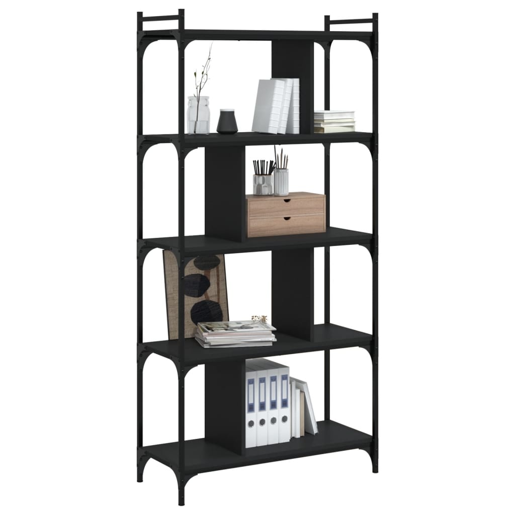 VidaXL Boekenkast 5-laags 76x32x158 cm bewerkt hout zwart