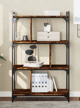VidaXL Boekenkast 4-laags 76x32x123 cm bewerkt hout gerookt eikenkleur