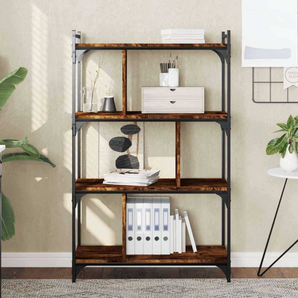 VidaXL Boekenkast 4-laags 76x32x123 cm bewerkt hout gerookt eikenkleur