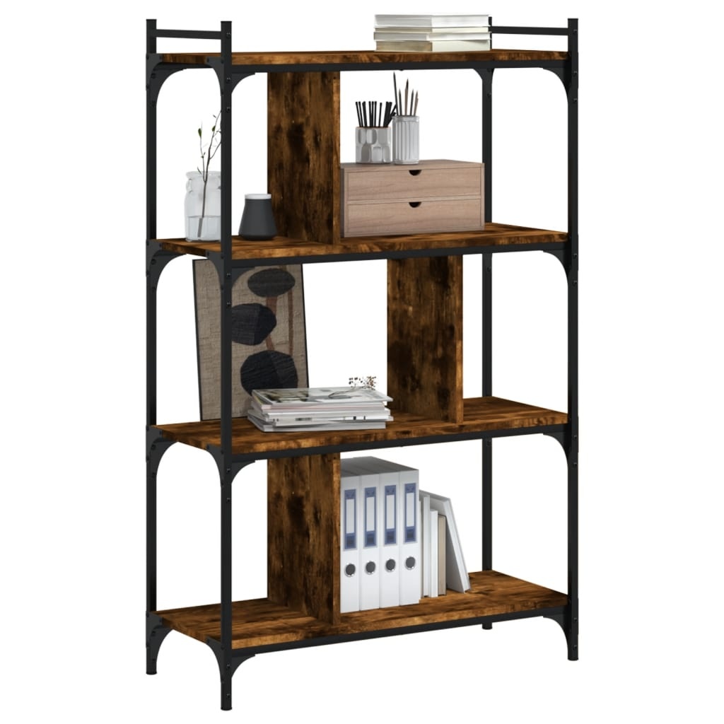 VidaXL Boekenkast 4-laags 76x32x123 cm bewerkt hout gerookt eikenkleur