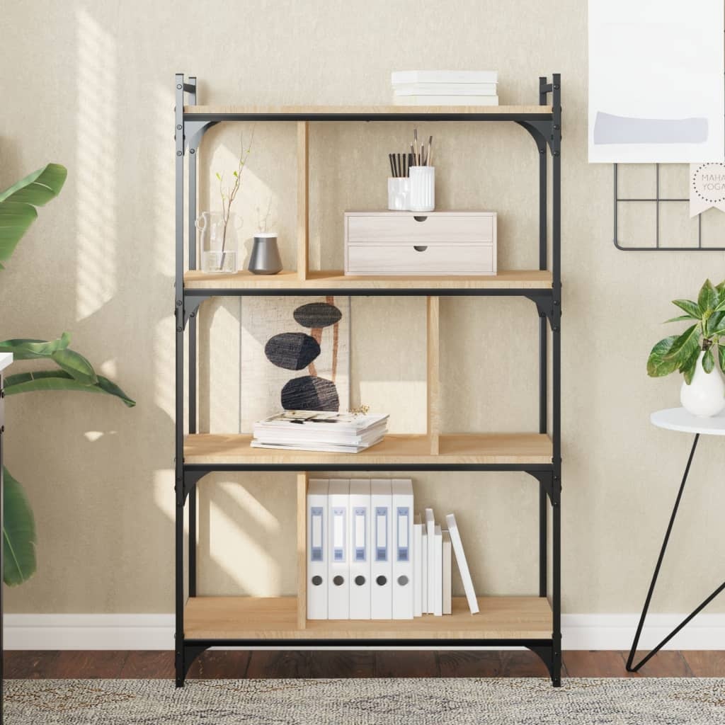 VidaXL Boekenkast 4-laags 76x32x123 cm bewerkt hout sonoma eikenkleur
