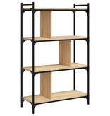 VidaXL Boekenkast 4-laags 76x32x123 cm bewerkt hout sonoma eikenkleur