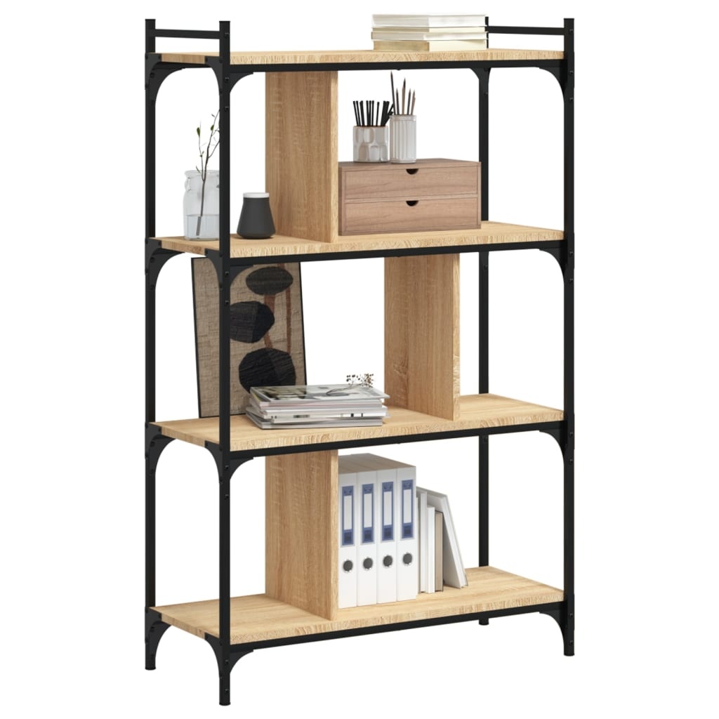 VidaXL Boekenkast 4-laags 76x32x123 cm bewerkt hout sonoma eikenkleur