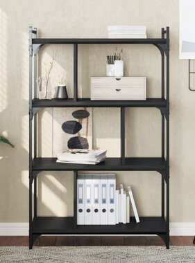 VidaXL Boekenkast 4-laags 76x32x123 cm bewerkt hout zwart
