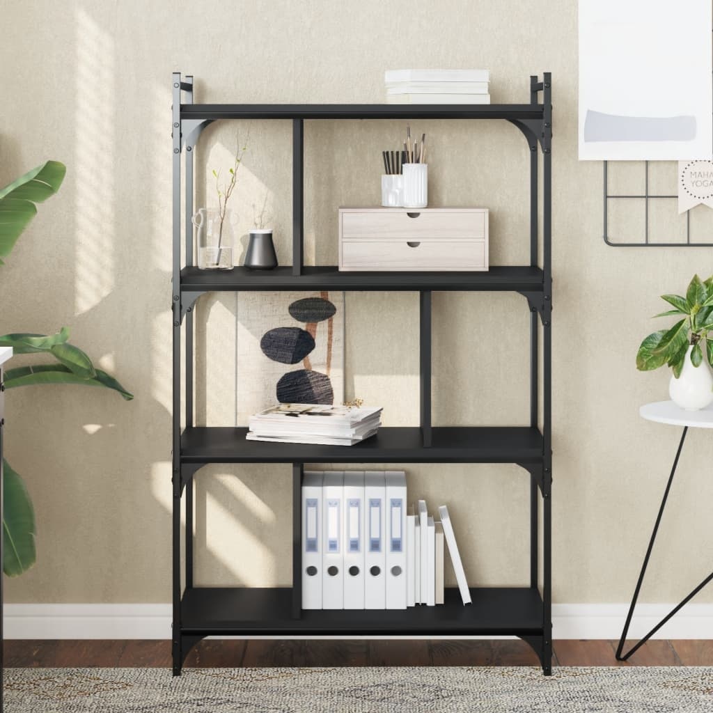 VidaXL Boekenkast 4-laags 76x32x123 cm bewerkt hout zwart