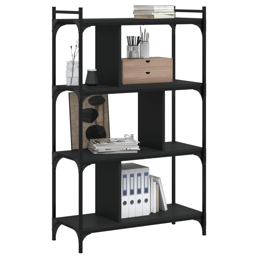 VidaXL Boekenkast 4-laags 76x32x123 cm bewerkt hout zwart