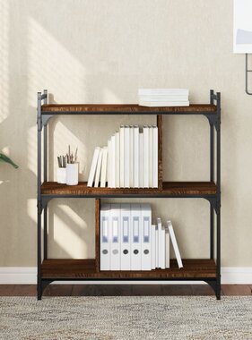 VidaXL Boekenkast 3-laags 76x32x88 cm bewerkt hout bruineikenkleurig