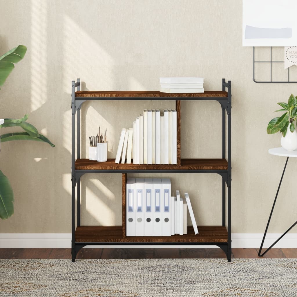 VidaXL Boekenkast 3-laags 76x32x88 cm bewerkt hout bruineikenkleurig