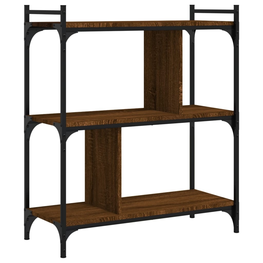 VidaXL Boekenkast 3-laags 76x32x88 cm bewerkt hout bruineikenkleurig