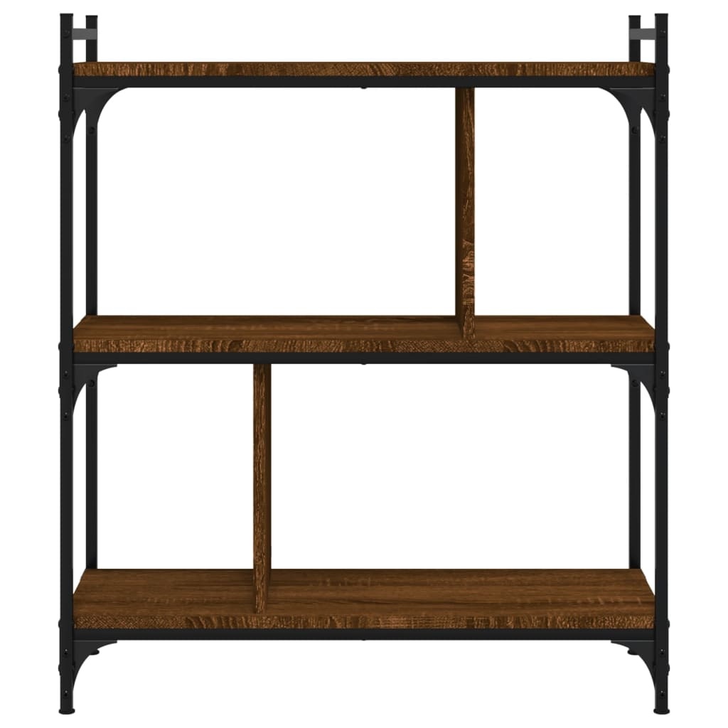 VidaXL Boekenkast 3-laags 76x32x88 cm bewerkt hout bruineikenkleurig