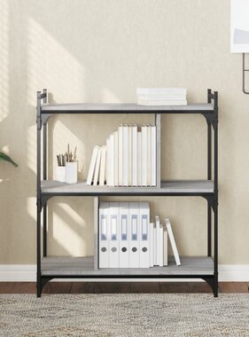 VidaXL Boekenkast 3-laags 76x32x88 cm bewerkt hout grijs sonoma