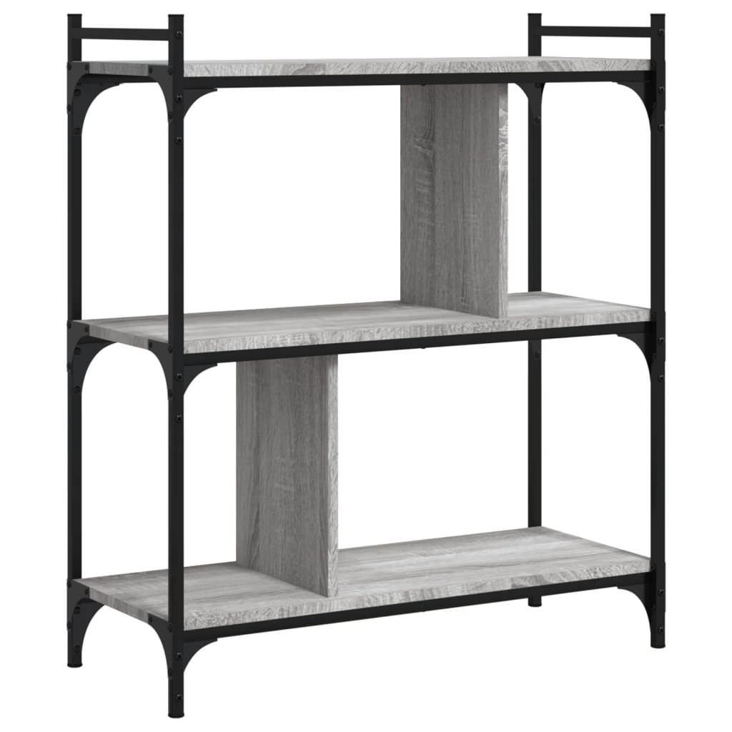 VidaXL Boekenkast 3-laags 76x32x88 cm bewerkt hout grijs sonoma