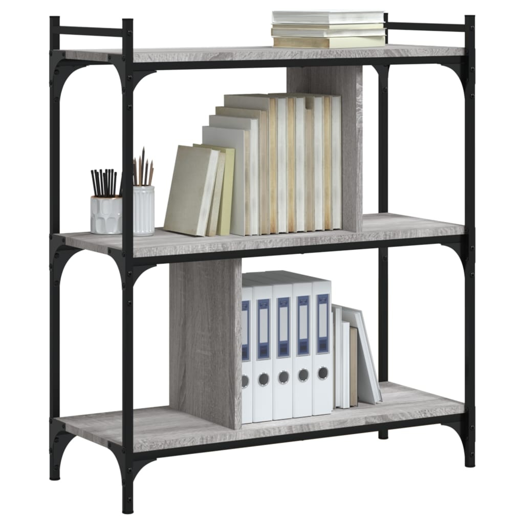VidaXL Boekenkast 3-laags 76x32x88 cm bewerkt hout grijs sonoma