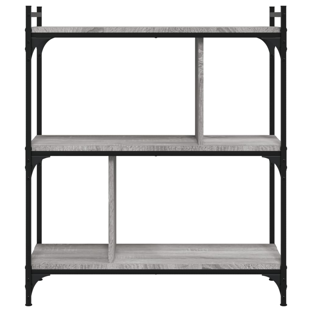VidaXL Boekenkast 3-laags 76x32x88 cm bewerkt hout grijs sonoma
