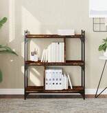 VidaXL Boekenkast 3-laags 76x32x88 cm bewerkt hout gerookt eikenkleur