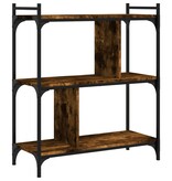 VidaXL Boekenkast 3-laags 76x32x88 cm bewerkt hout gerookt eikenkleur