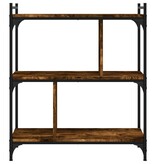VidaXL Boekenkast 3-laags 76x32x88 cm bewerkt hout gerookt eikenkleur