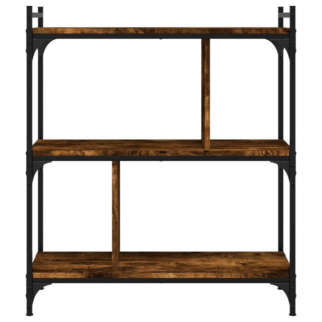 VidaXL Boekenkast 3-laags 76x32x88 cm bewerkt hout gerookt eikenkleur