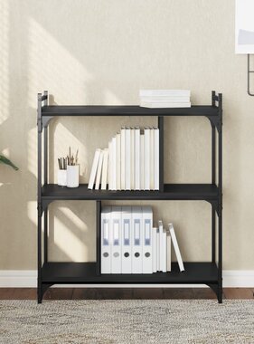 VidaXL Boekenkast 3-laags 76x32x88 cm bewerkt hout zwart
