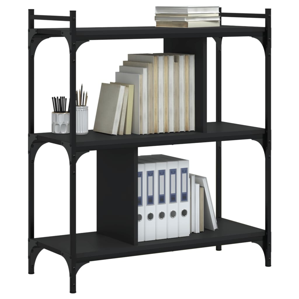 VidaXL Boekenkast 3-laags 76x32x88 cm bewerkt hout zwart