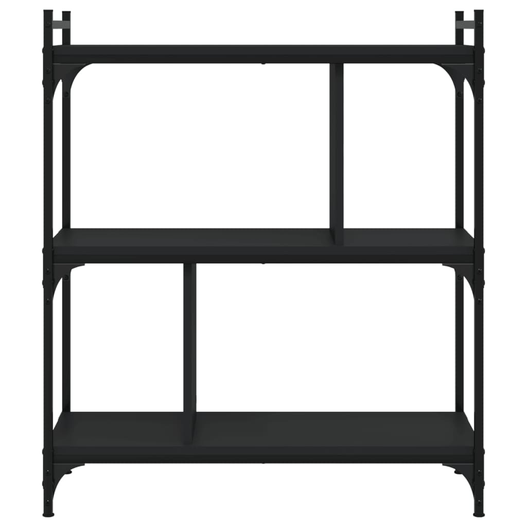 VidaXL Boekenkast 3-laags 76x32x88 cm bewerkt hout zwart