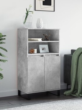 VidaXL Hoge kast 60x36x110 cm bewerkt hout betongrijs