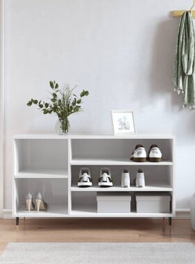 VidaXL Schoenenkast 102x36x60 cm bewerkt hout hoogglans wit