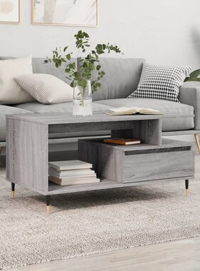 VidaXL Salontafel 90x49x45 cm bewerkt hout grijs sonoma