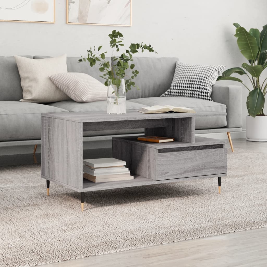 VidaXL Salontafel 90x49x45 cm bewerkt hout grijs sonoma