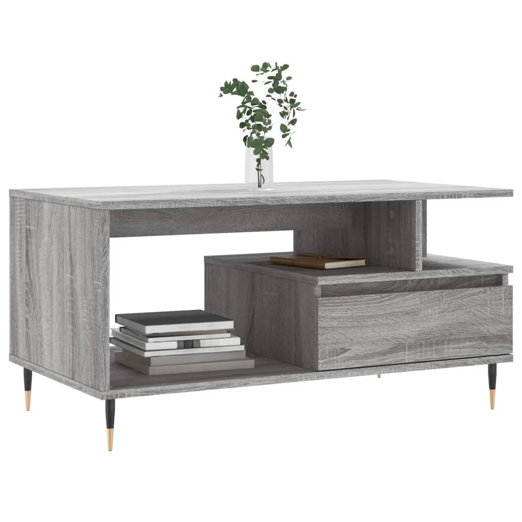 VidaXL Salontafel 90x49x45 cm bewerkt hout grijs sonoma