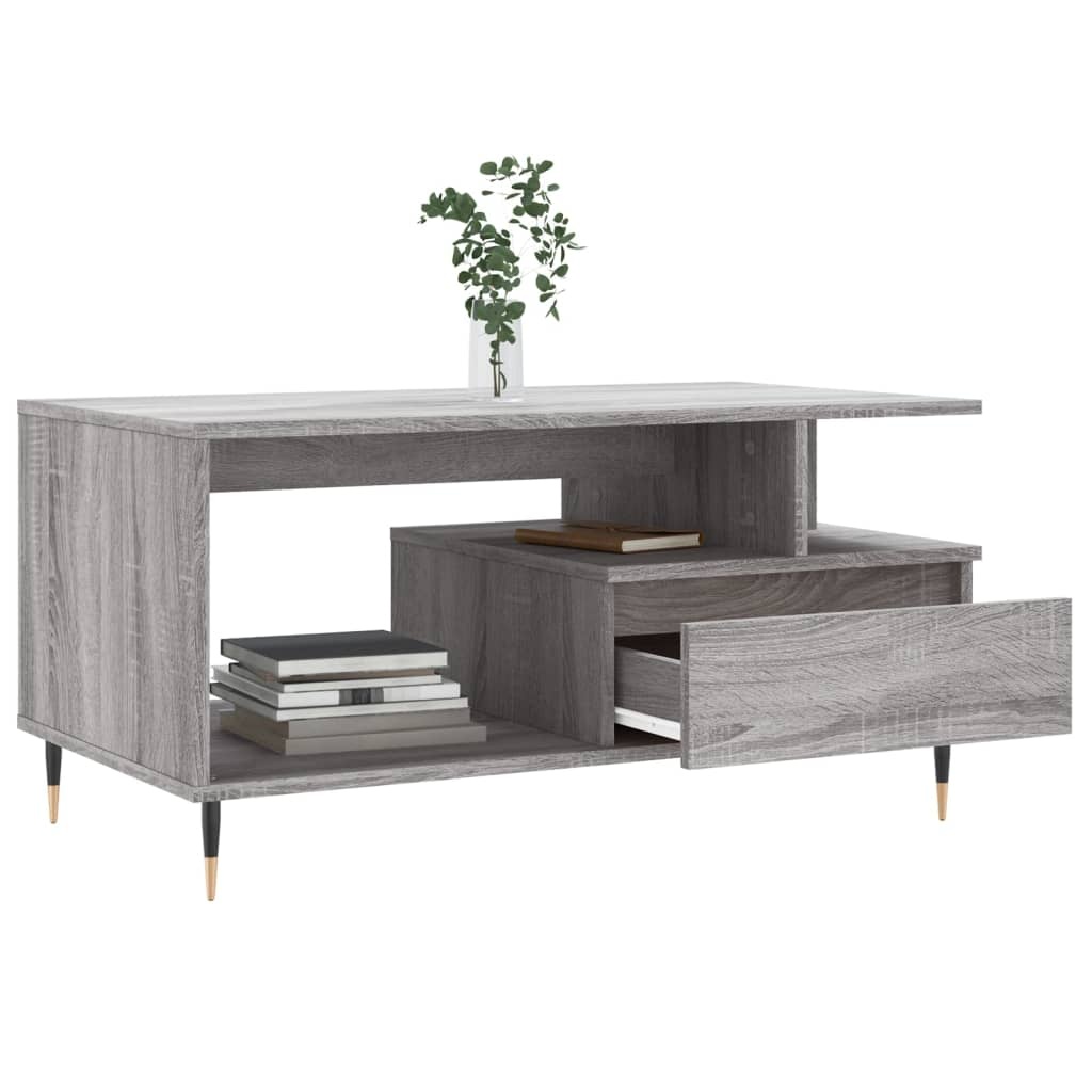 VidaXL Salontafel 90x49x45 cm bewerkt hout grijs sonoma