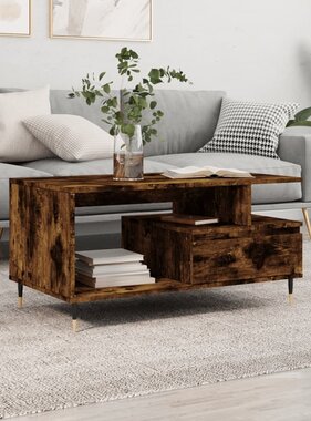 VidaXL Salontafel 90x49x45 cm bewerkt hout gerookt eikenkleurig