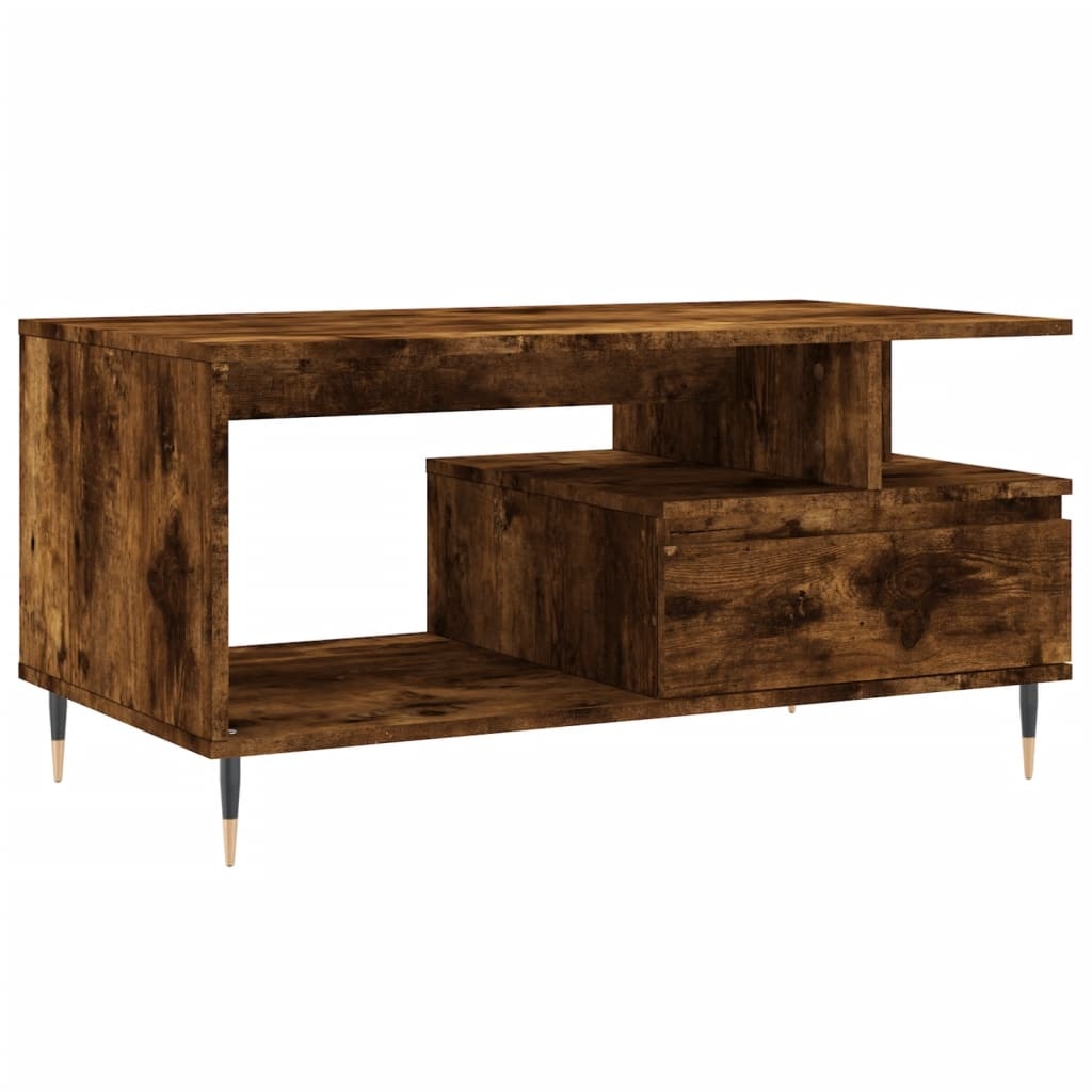 VidaXL Salontafel 90x49x45 cm bewerkt hout gerookt eikenkleurig