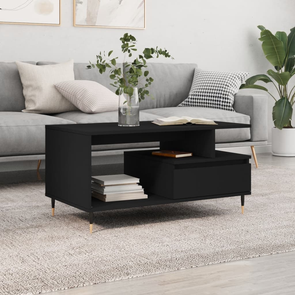 VidaXL Salontafel 90x49x45 cm bewerkt hout zwart