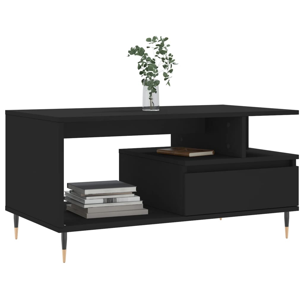 VidaXL Salontafel 90x49x45 cm bewerkt hout zwart