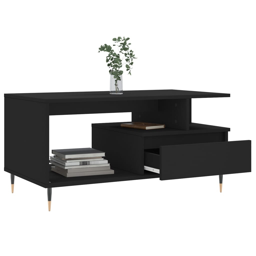VidaXL Salontafel 90x49x45 cm bewerkt hout zwart