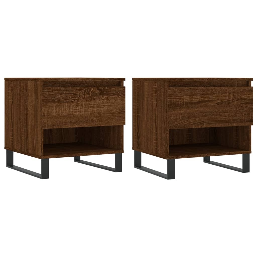VidaXL Salontafels 2 st 50x46x50 cm bewerkt hout bruineikenkleurig